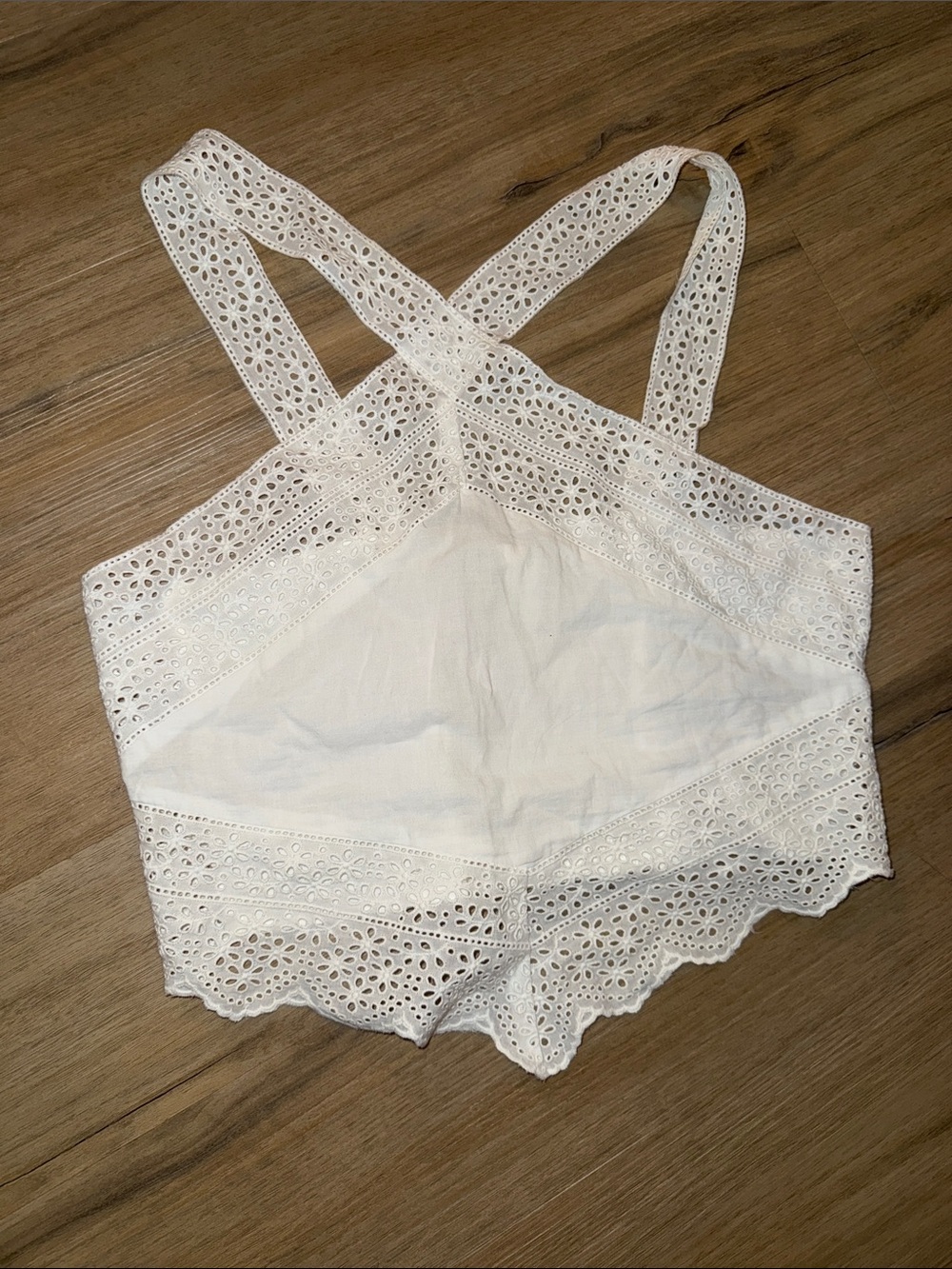 H&M White Eyelet Cropped Tank Top